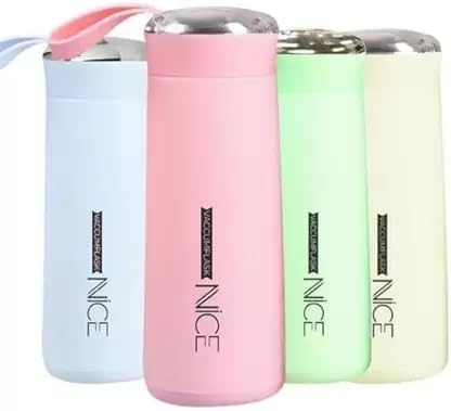 Glass Water Bottle 400ml | Leakproof Flask for Tea, Coffee, and Water | Creative Design, Portable and Eco-Friendly Bottle (Nice Bottle 400ML,Multi-Color,Pack-1)