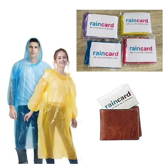Disposable Rain Card | Smallest Pocket Size Waterproof Emergency Raincoat | Lightweight Pocket Rainwear for Men, Women, Travel, Biking, Hiking & Outdoor