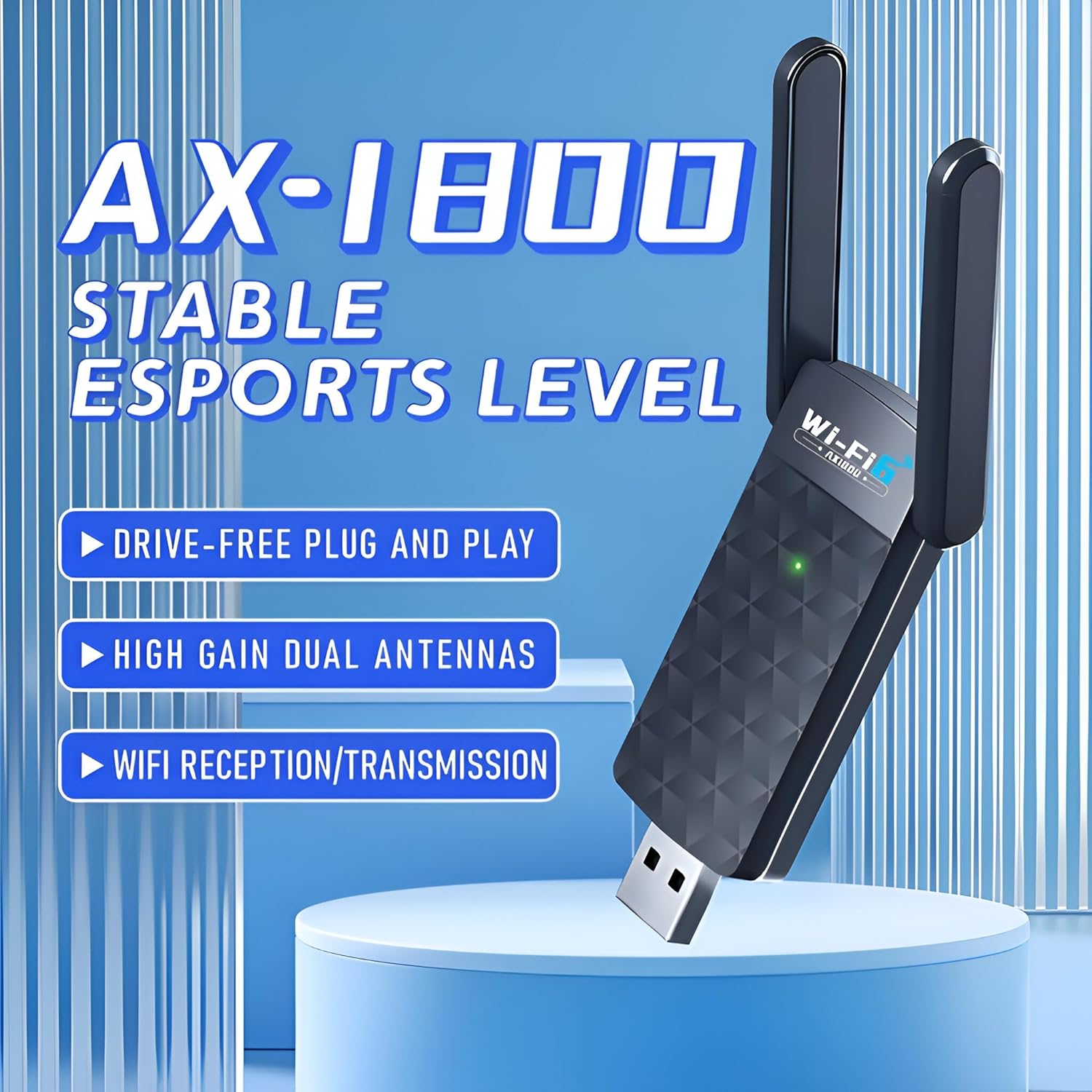 WiFi 6 USB Adapter, AX1800, 2.4 Ghz & 5.8 Ghz Dual Band Wireless Network Dongle FLIPZONS