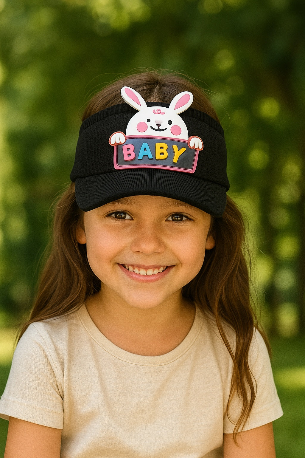 Stylish Baby Kids Cap for Girls & Boys | Cute Bunny Design | Summer Sun Protection Hat (Cream Color, Age 3-16 Years) FLIPZONS