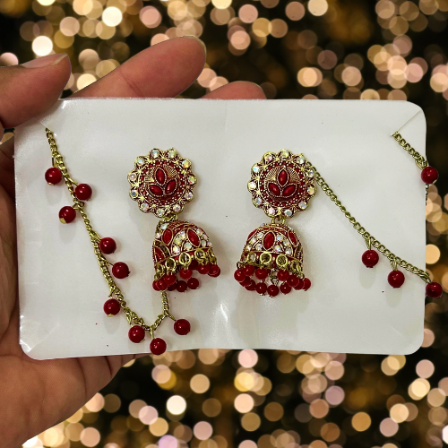 Red Jhumka With Hangig Chain FLIPZONS